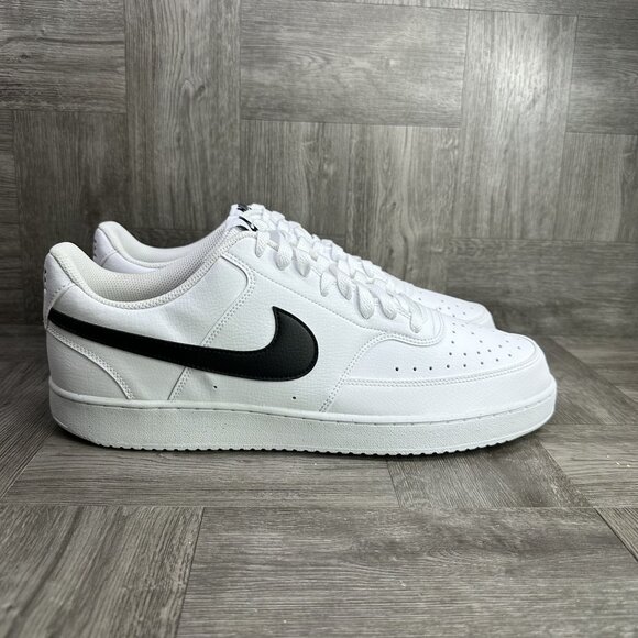 Nike Court Vision Low Men's size 15 White Black Leather Casual Shoes - Picture 1 of 8